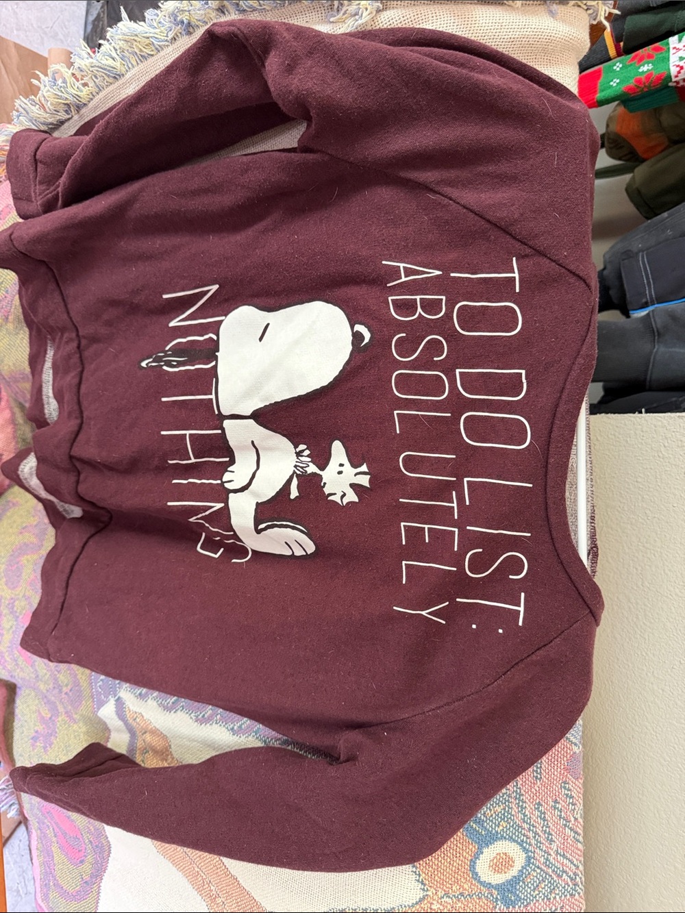 Maroon Snoopy Graphic Sweatshirt - Unbranded